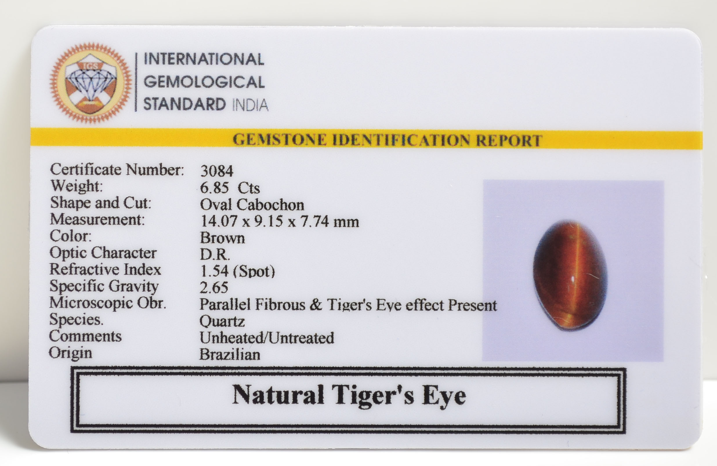 TIGER'S EYE 6.85 Ct.
