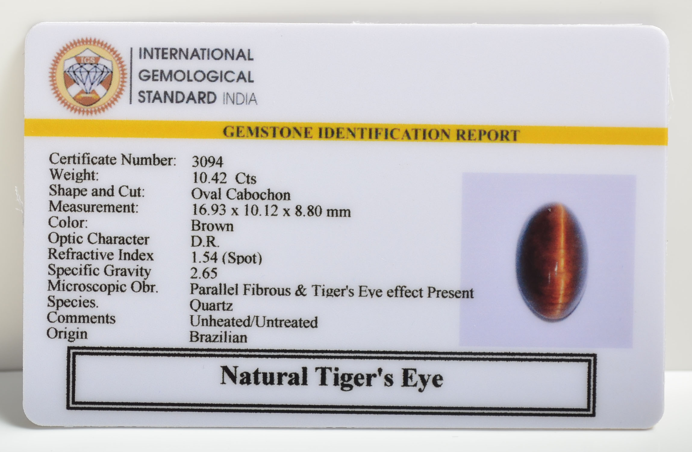 TIGER’S EYE 10.42 Ct.