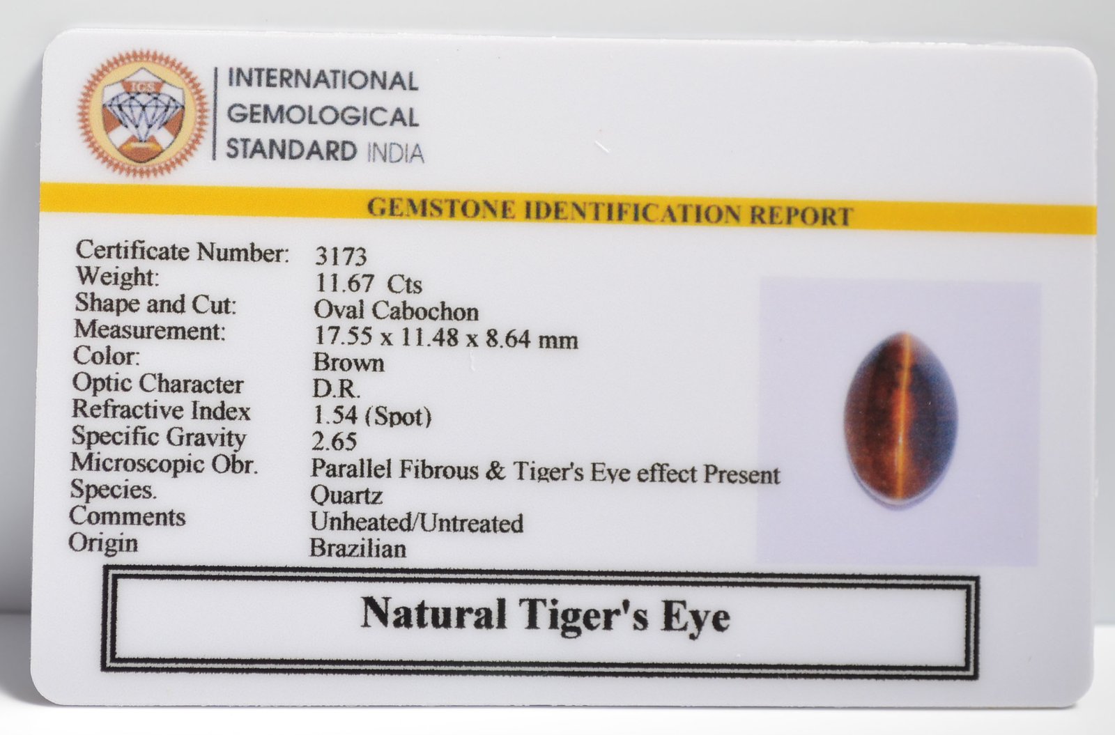 TIGER’S EYE 11.67 Ct.