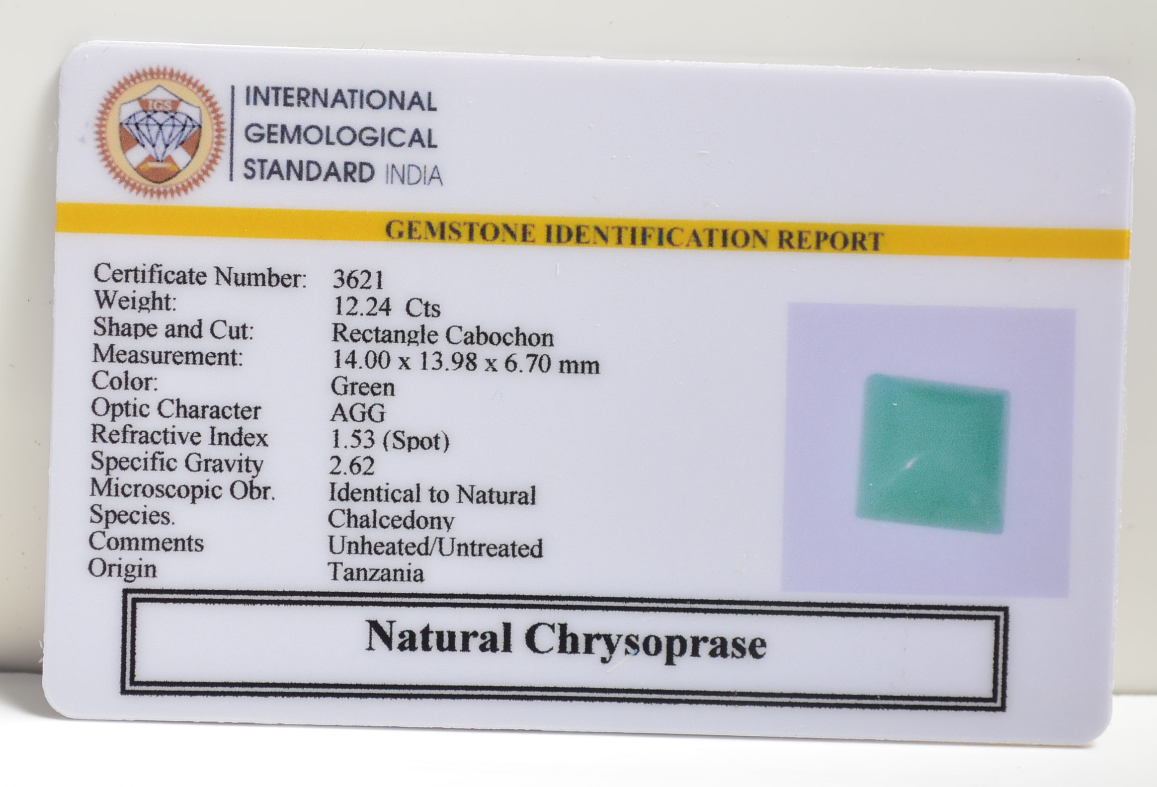 CHRYSOPRASE 12.24 Ct.