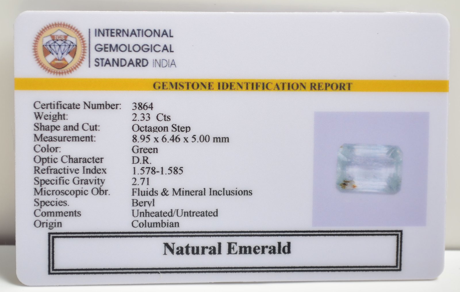 EMERALD 2.33 Ct.