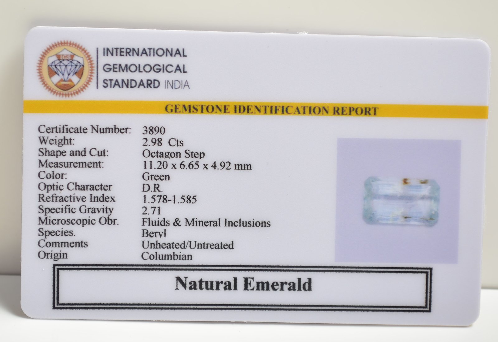 EMERALD 2.98 Ct.