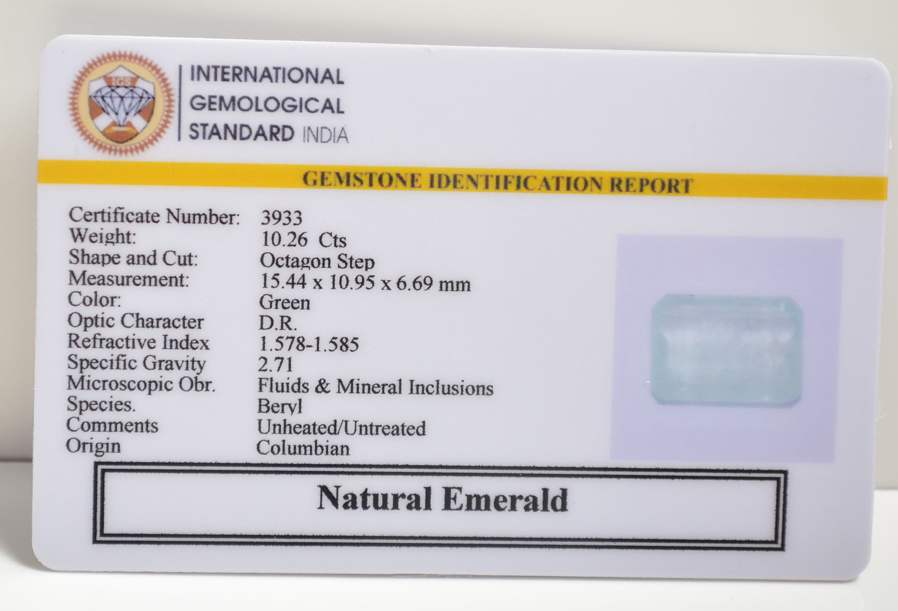 EMERALD 10.26 Ct. EMERALD 10.26 Ct.