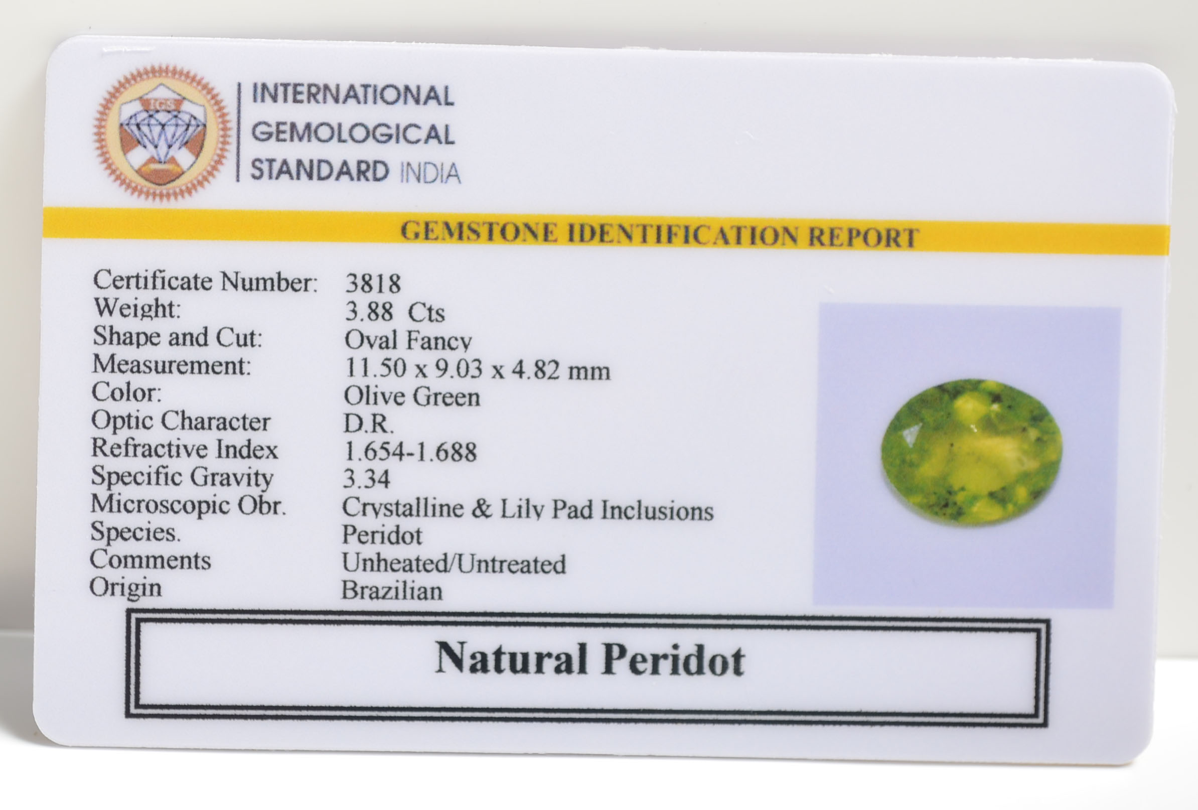 PERIDOT 3.88 Ct.