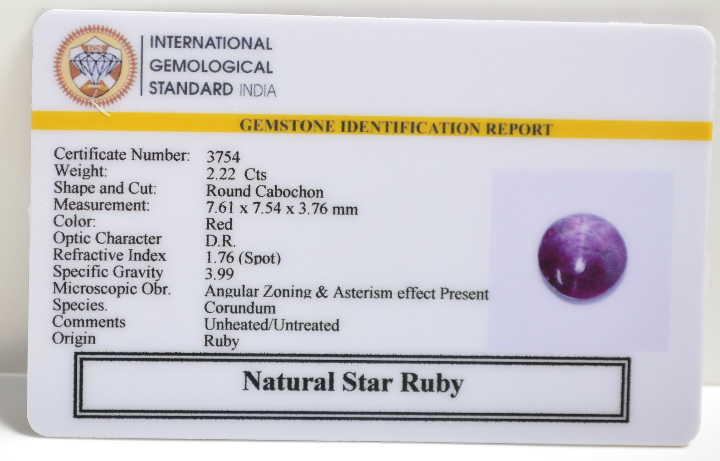 STAR RUBY 2.22 Ct.