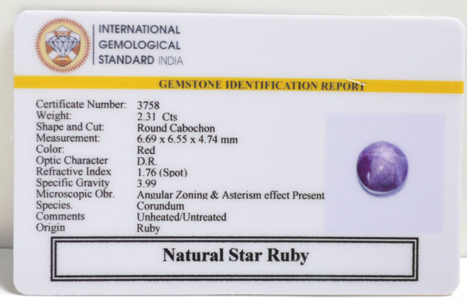 STAR RUBY 2.31 Ct.