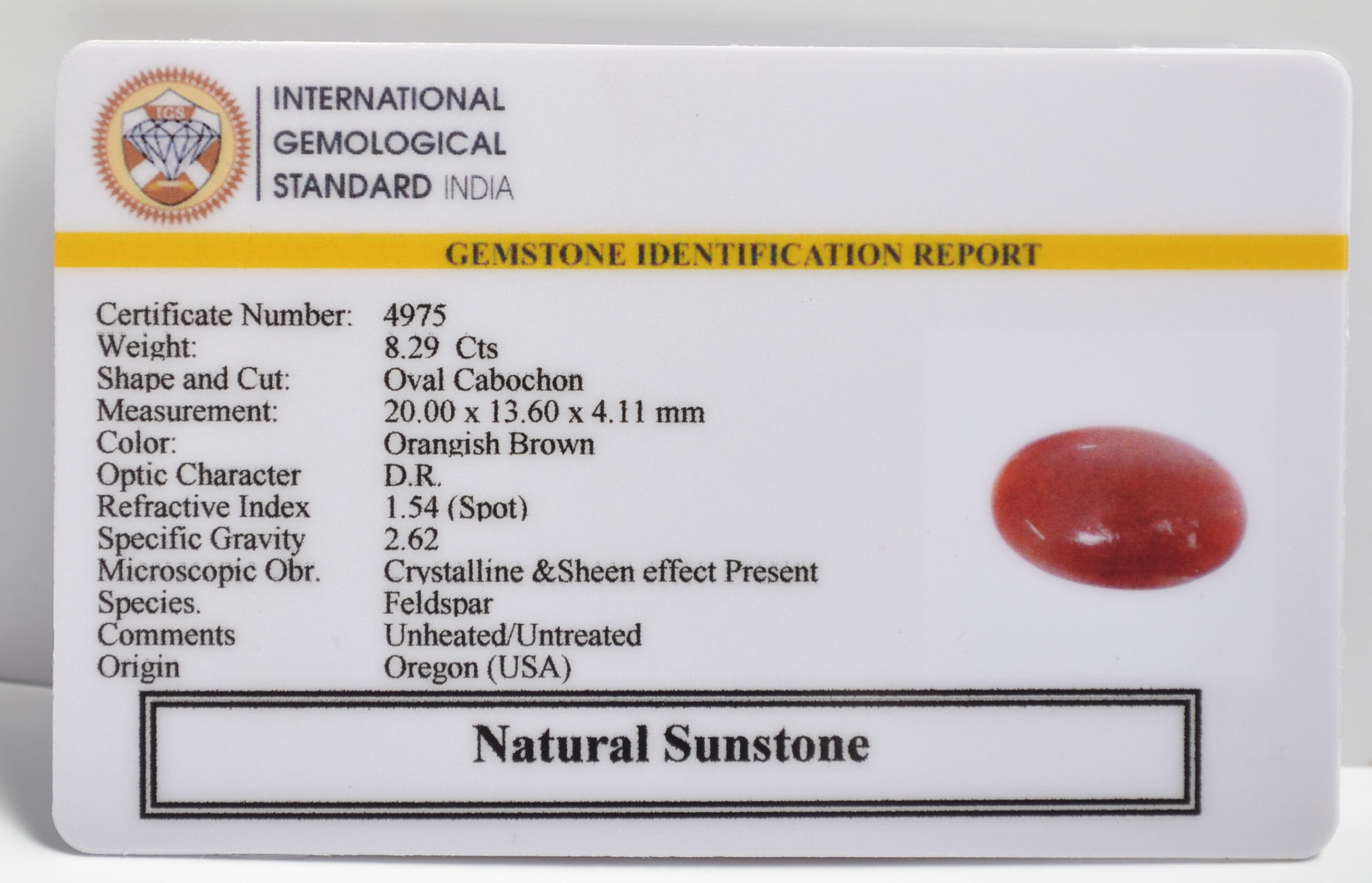 SUNSTONE 8.29 Ct.