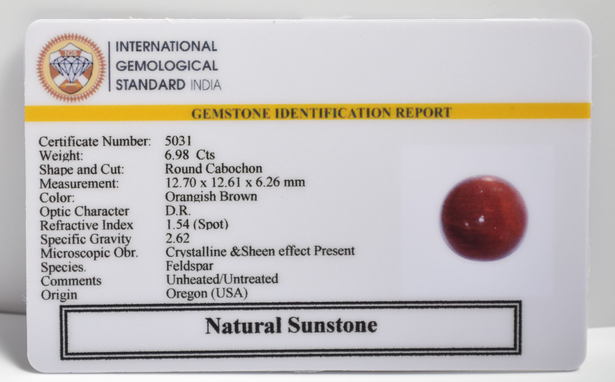 SUNSTONE 6.98 Ct.