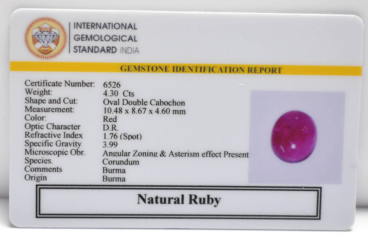 RUBY (BURMA MINES) 4.3 Ct.