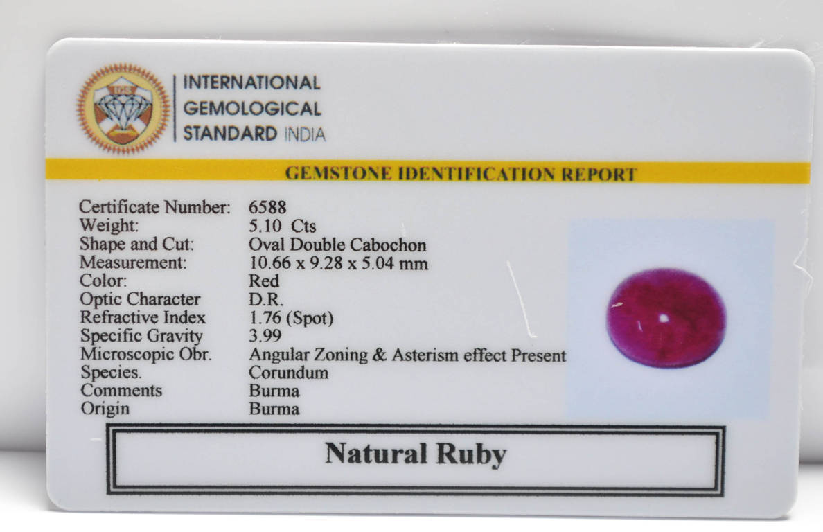 RUBY (BURMA MINES) 5.1 Ct.