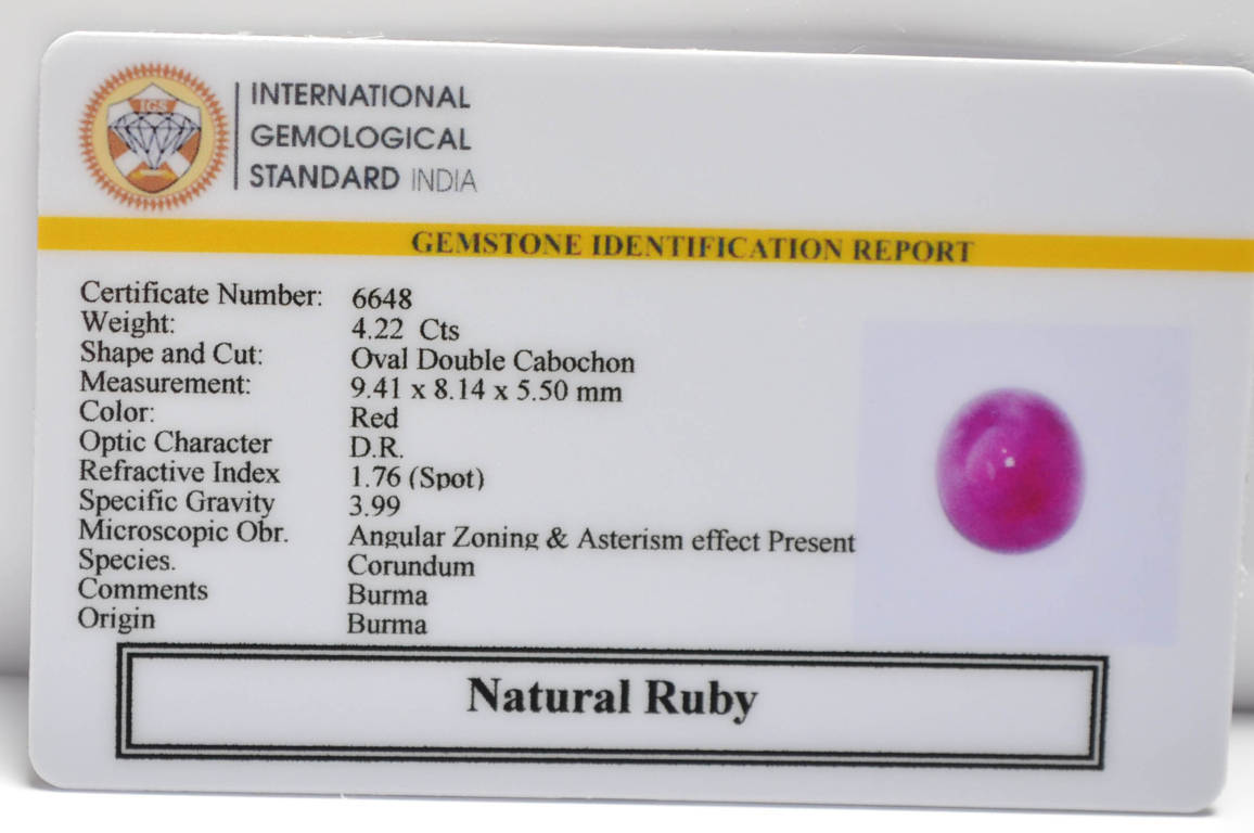 RUBY (BURMA MINES) 4.22 Ct.