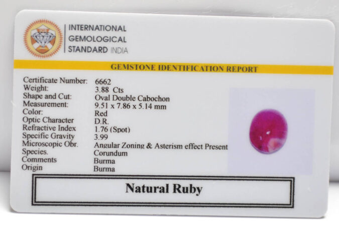 RUBY (BURMA MINES) 3.88 Ct.