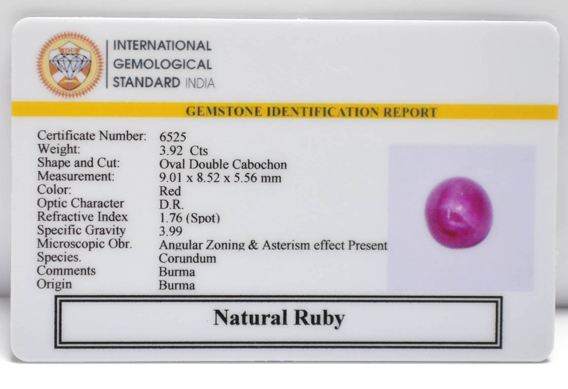 RUBY (BURMA MINES) 3.92 Ct.