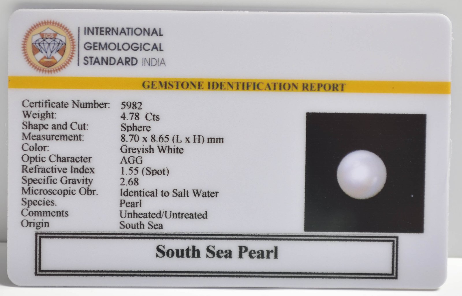 SOUTH SEA PEARL 4.78 Ct.