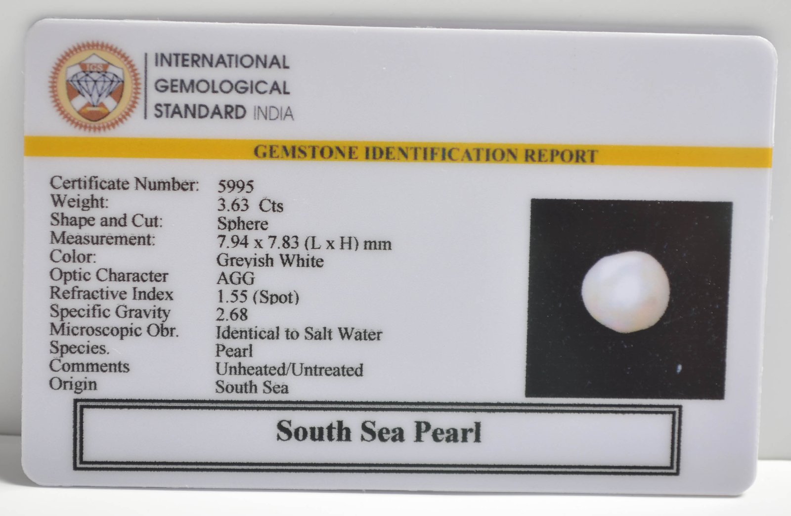 SOUTH SEA PEARL 3.63 Ct.