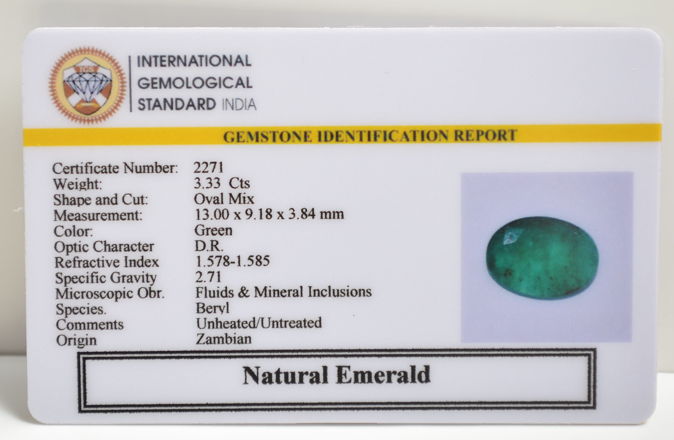 EMERALD 3.33 Ct.