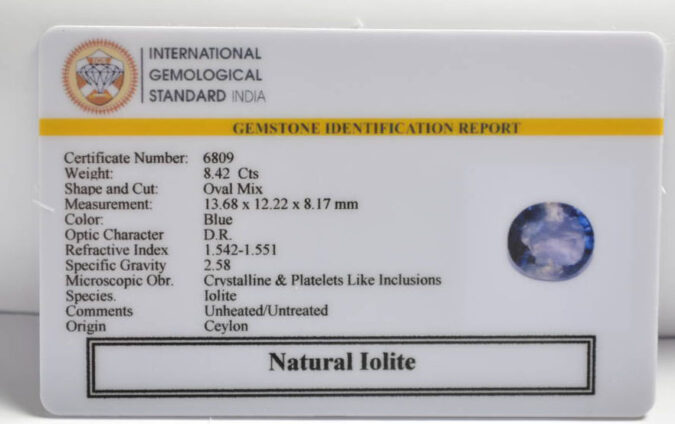 IOLITE NILLI 8.42 Ct.