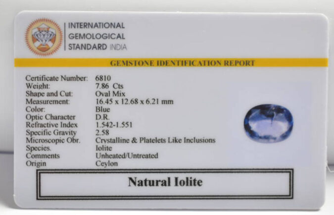 IOLITE NILLI 7.86 Ct. IOLITE NILLI 7.86 Ct.