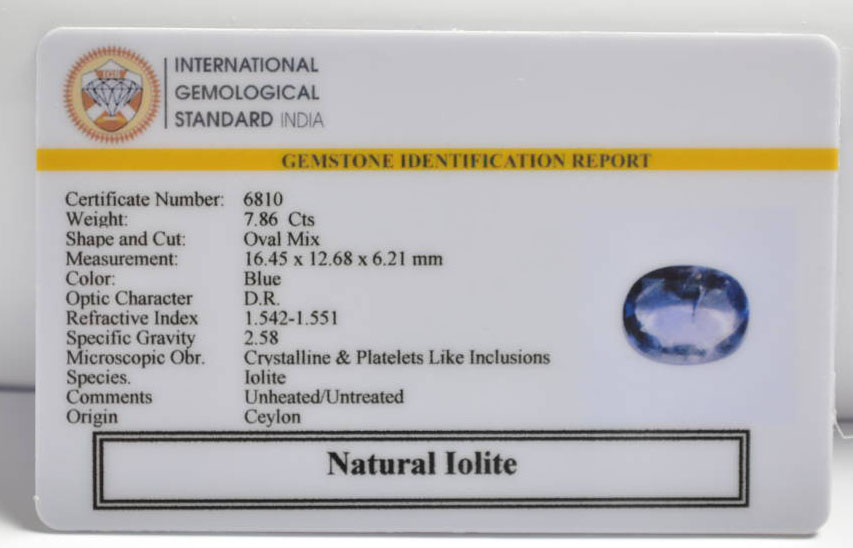 IOLITE NILLI 7.86 Ct. IOLITE NILLI 7.86 Ct.