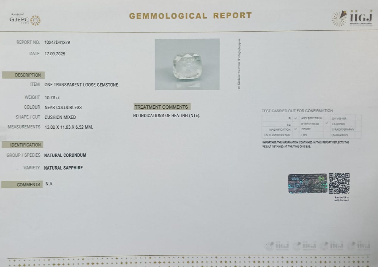 NATURAL SAPPHIRE 10.73 Ct.