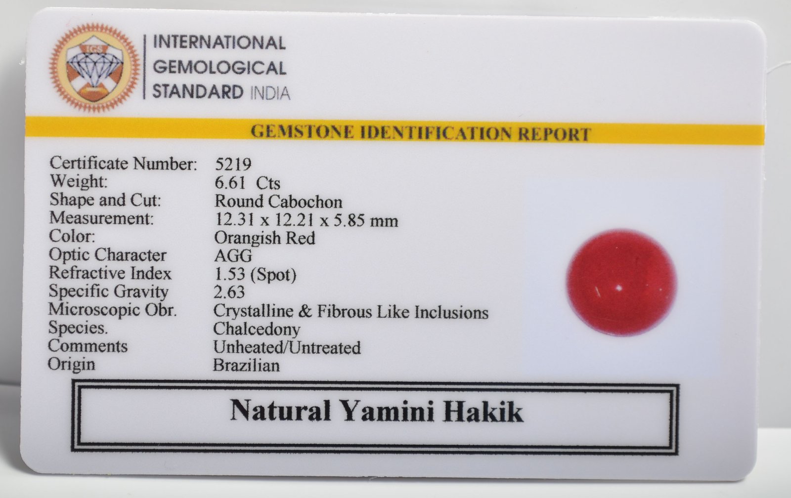 YAMINI HAKIK 6.61 Ct.