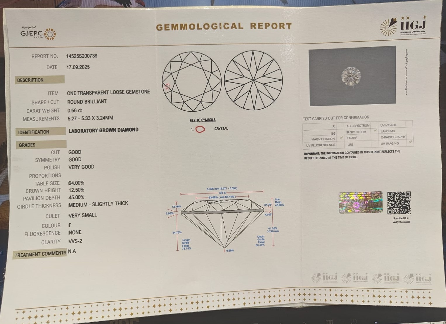 CVD 0.56 Ct.