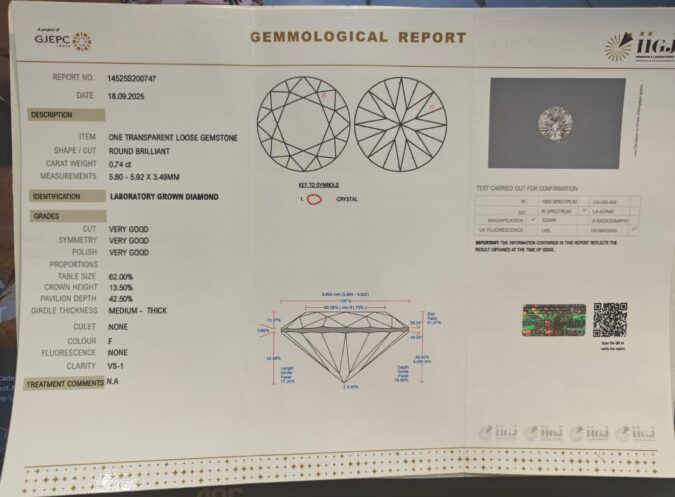 CVD 0.74 Ct. CVD 0.74 Ct.