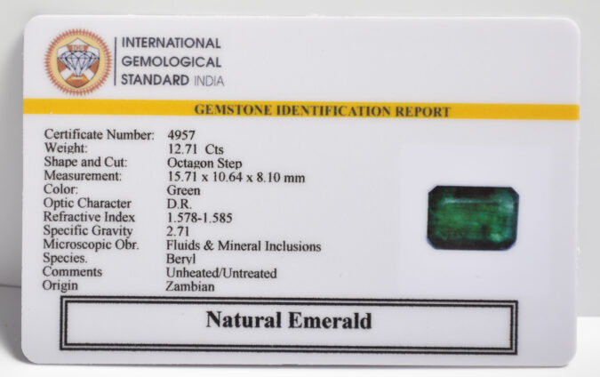 EMERALD 12.71 Ct.