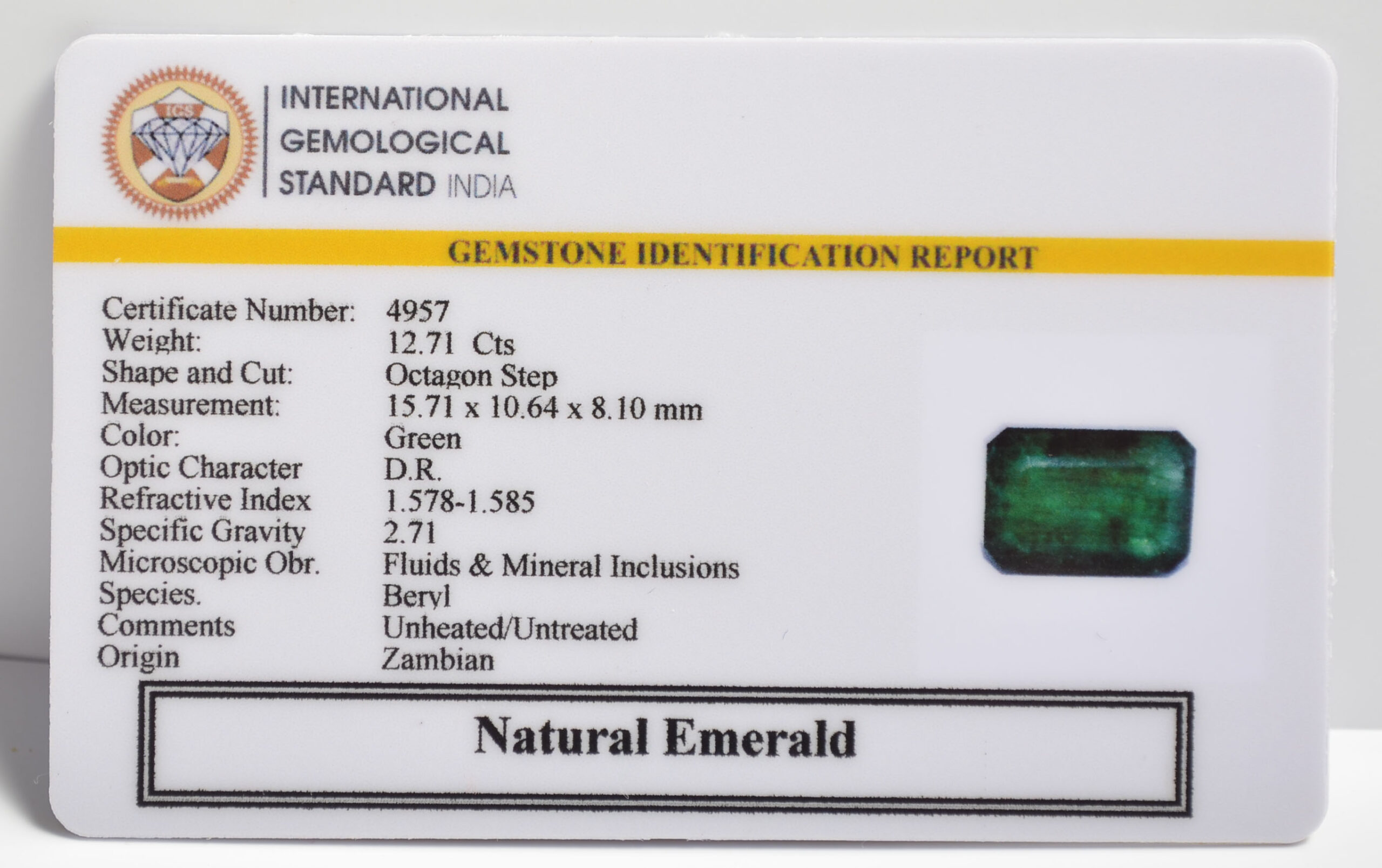 EMERALD 12.71 Ct.