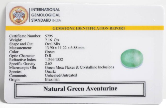 GREEN AVENTURINE 7.16 Ct.