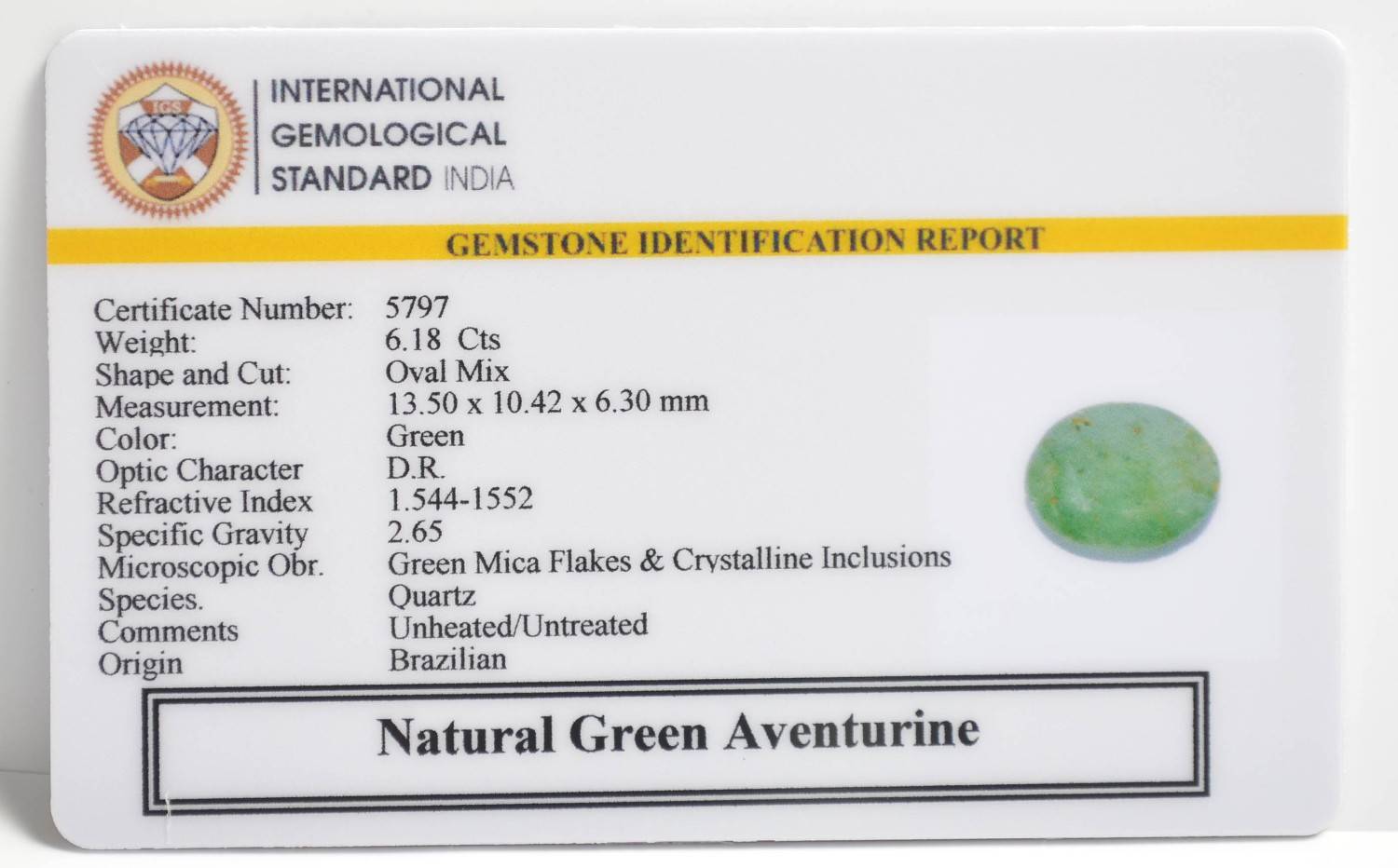 GREEN AVENTURINE 6.18 Ct.