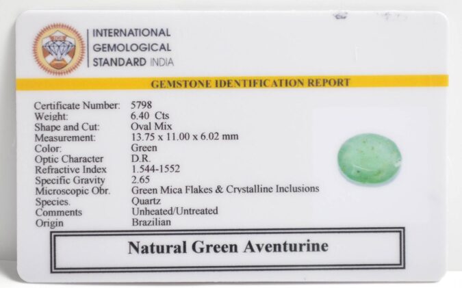 GREEN AVENTURINE 6.4 Ct.