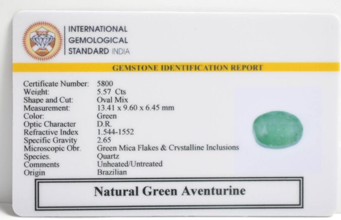 GREEN AVENTURINE 5.57 Ct.