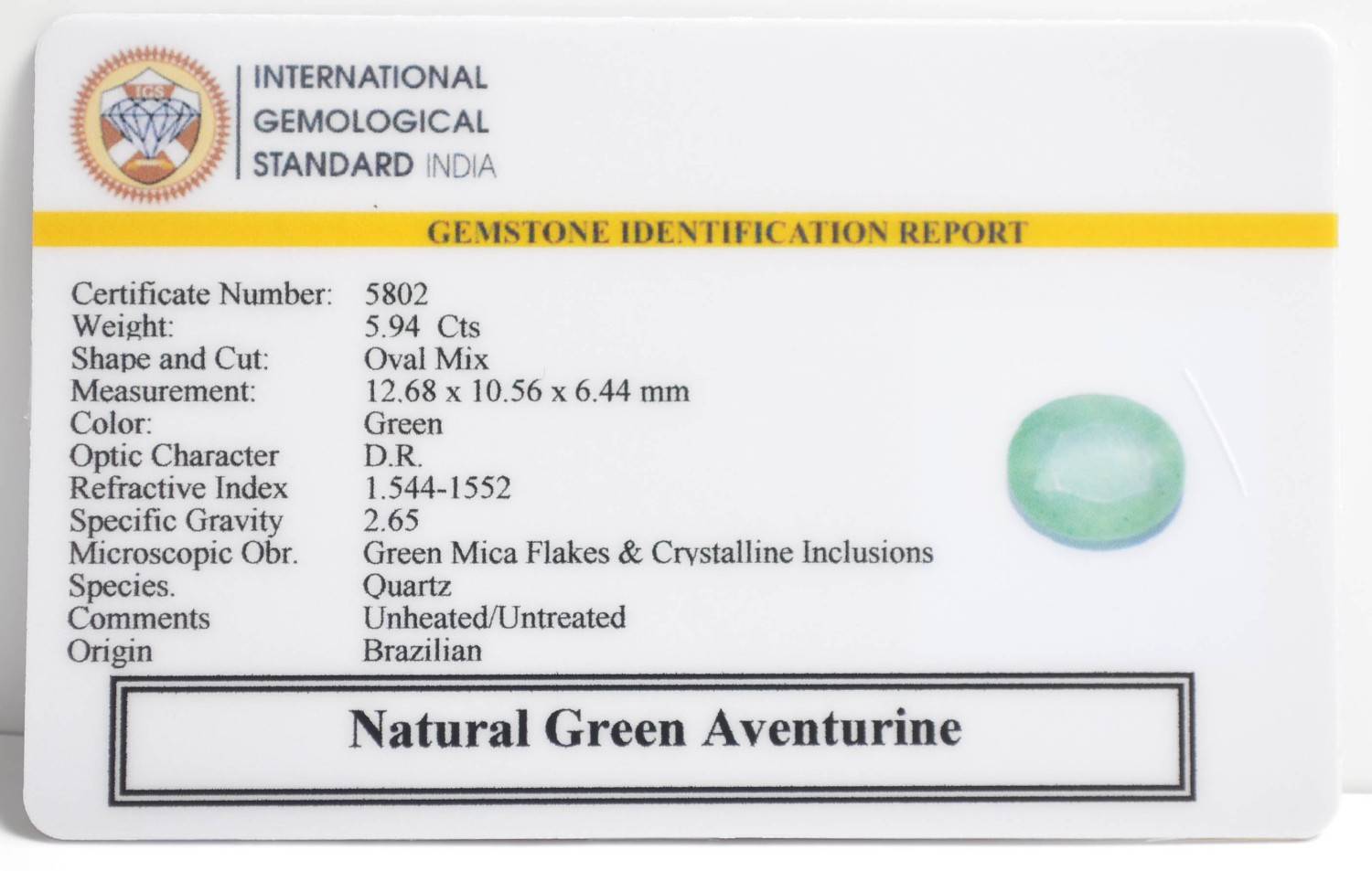 GREEN AVENTURINE 5.94 Ct.