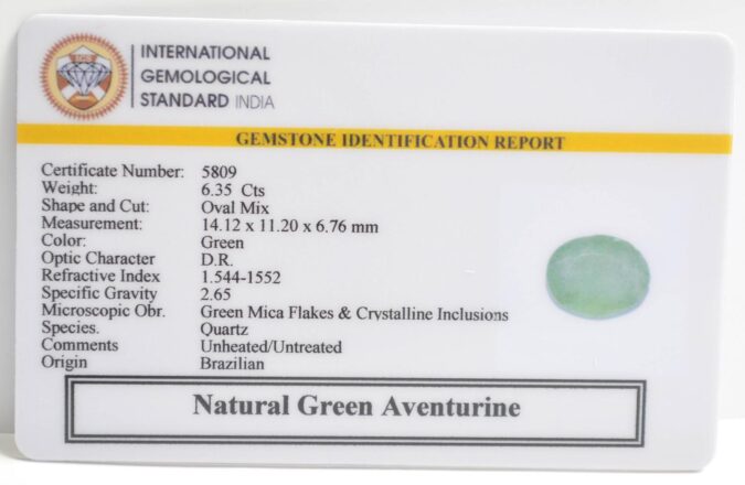 GREEN AVENTURINE 6.35 Ct.