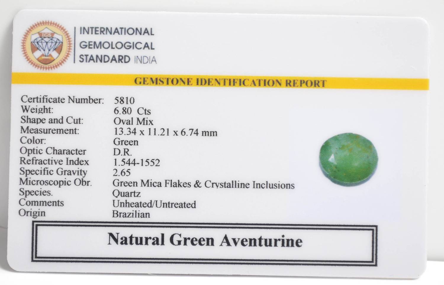 GREEN AVENTURINE 6.8 Ct.