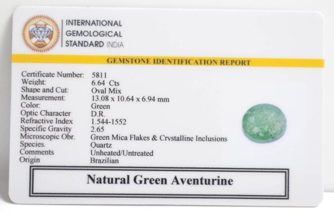 GREEN AVENTURINE 6.64 Ct.