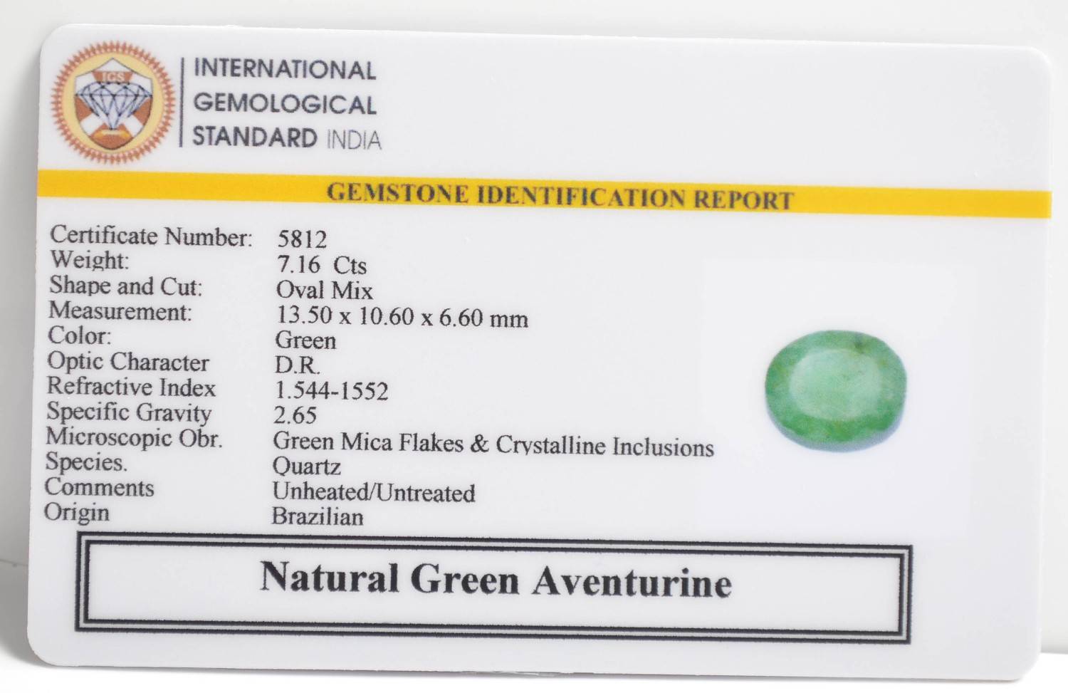 GREEN AVENTURINE 7.16 Ct.