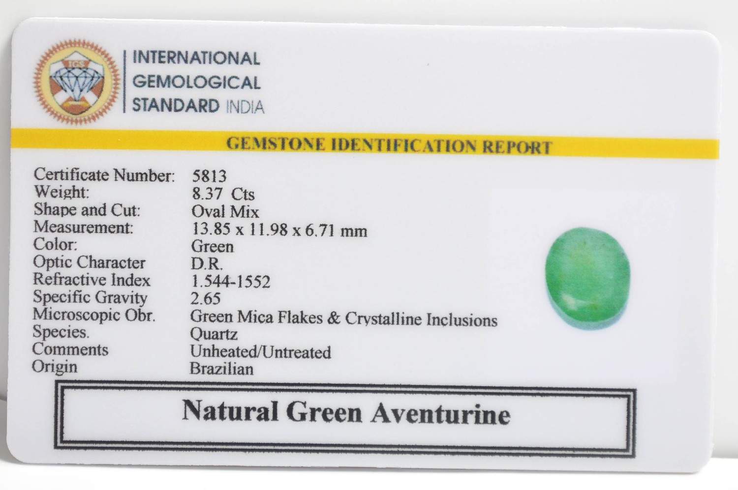 GREEN AVENTURINE 8.37 Ct.