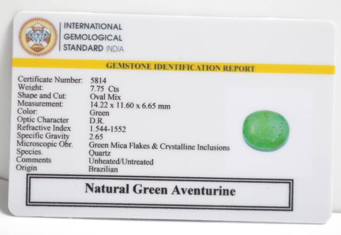 GREEN AVENTURINE 7.75 Ct. GREEN AVENTURINE 7.75 Ct.