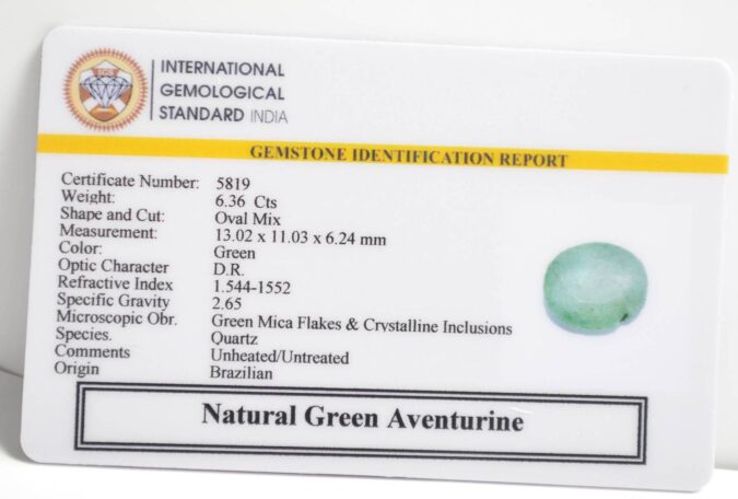 GREEN AVENTURINE 6.36 Ct.
