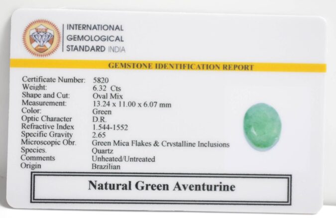GREEN AVENTURINE 6.32 Ct.