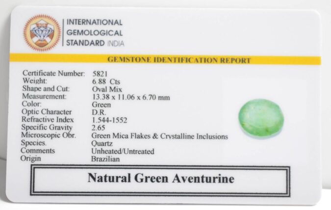 GREEN AVENTURINE 6.88 Ct.