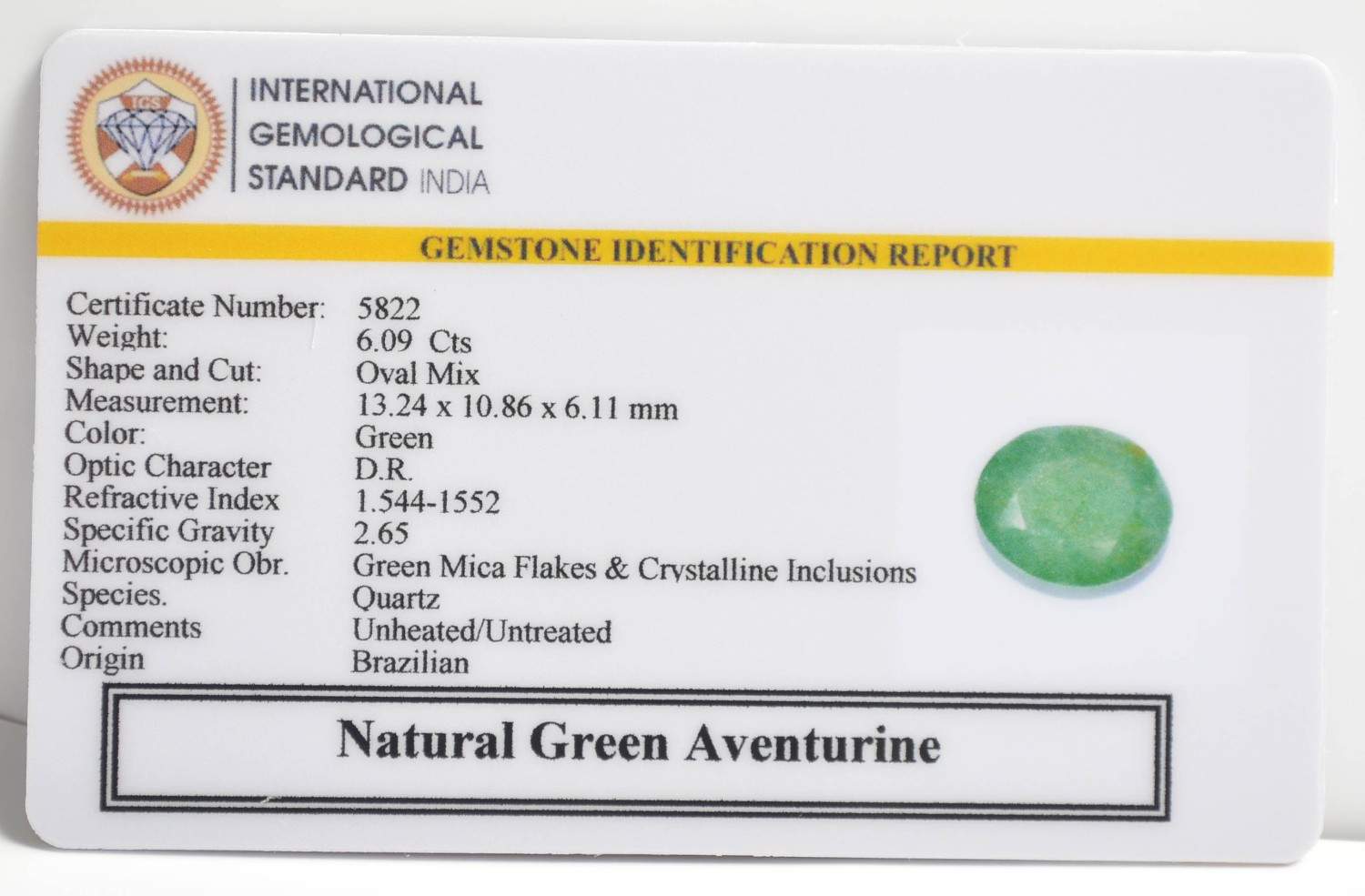 GREEN AVENTURINE 6.09 Ct.