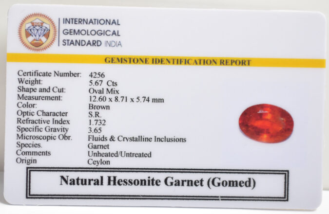HESSONITE GOMED 5.67 Ct.