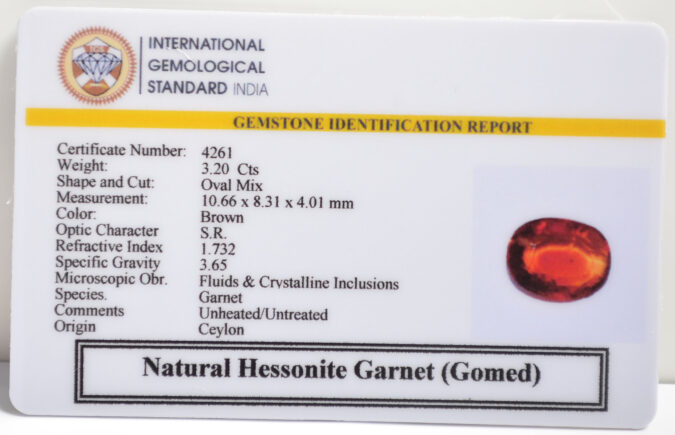 HESSONITE GOMED 3.2 Ct.