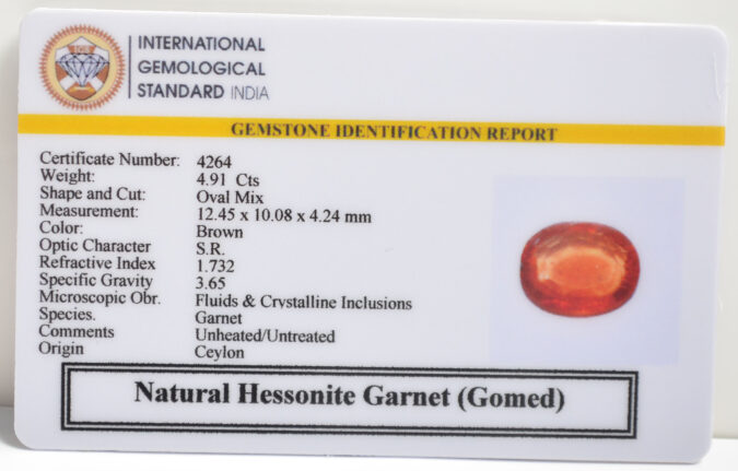 HESSONITE GOMED 4.91 Ct.