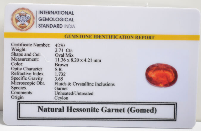 HESSONITE GOMED 3.71 Ct.