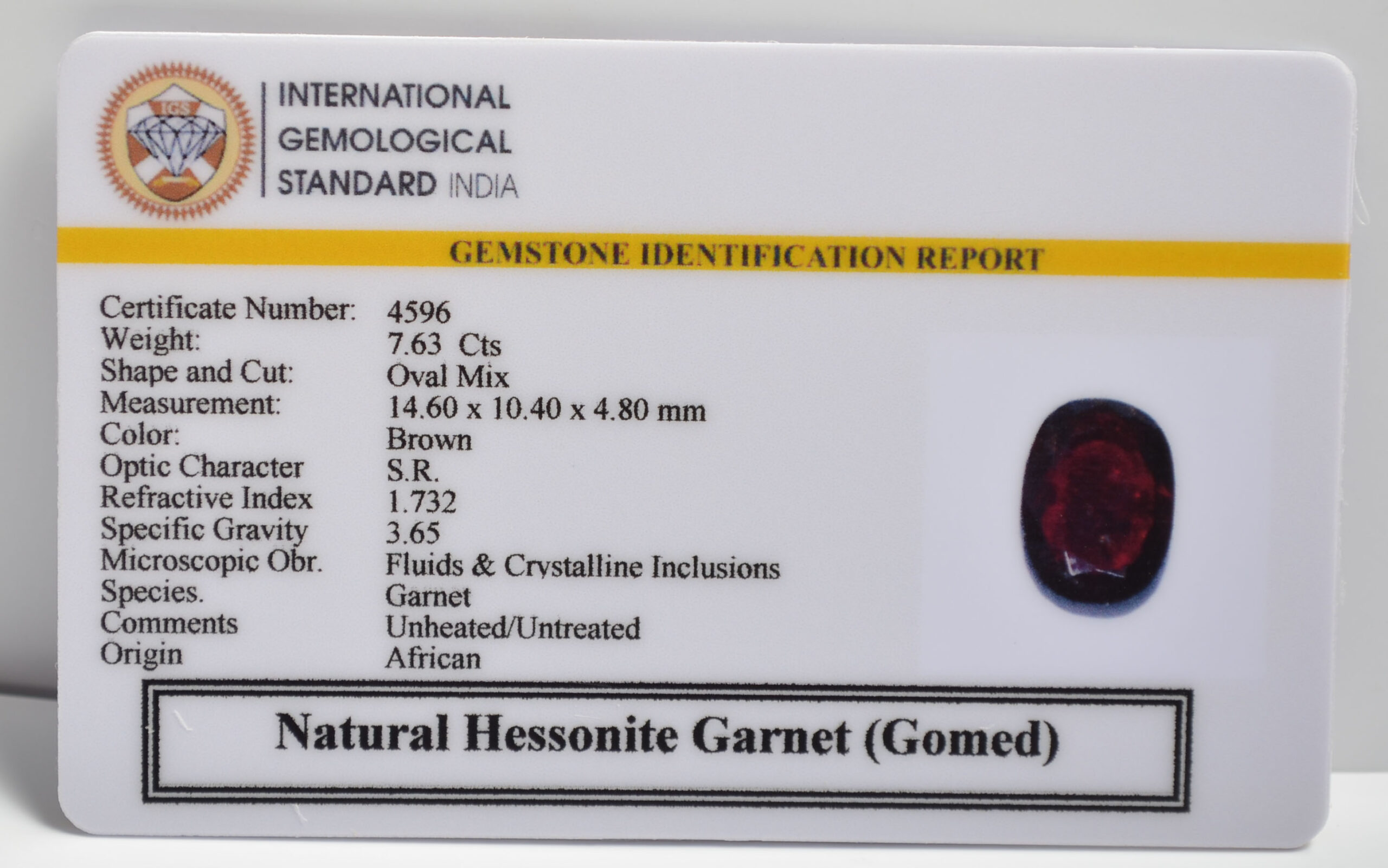 HESSONITE GOMED 7.63 Ct.