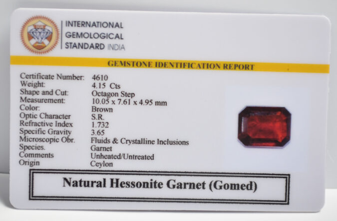 HESSONITE GOMED 4.15 Ct.